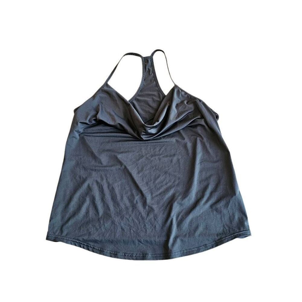 Fabletics womens Sz L gray cowl neck Racerback sleeveless workout top